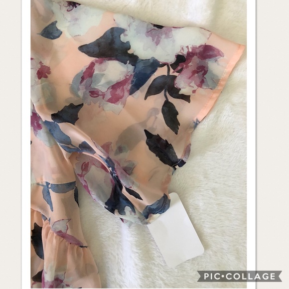 Blush Pink Floral Knot Ruffle Top - Picture 5 of 5